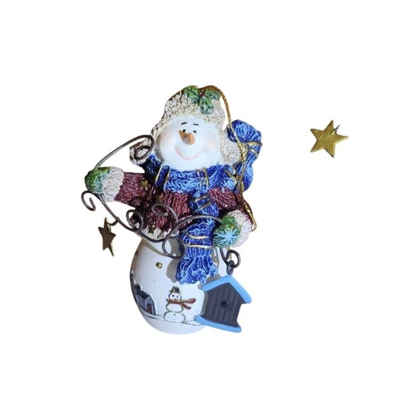 Home Interiors Snowman Winter Snow Pals Set of 3 with Birdhouses with Box - Picture 3 of 7